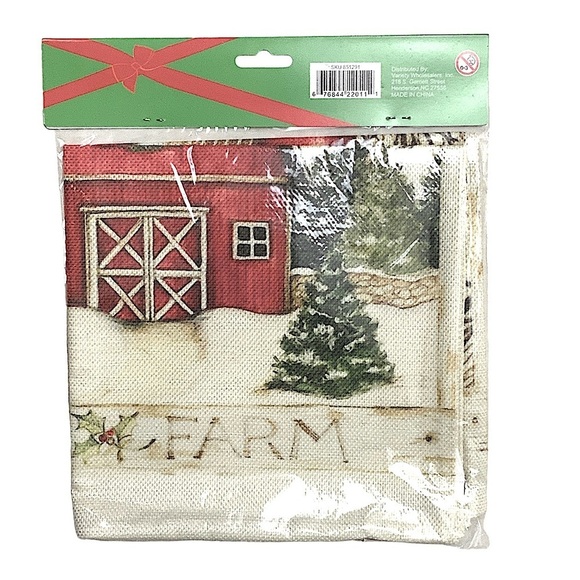 Holiday Pillow Cover Christmas Barn Country Neutral Linen Multicolor 18 X 18 in - Picture 8 of 14